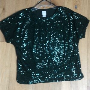 Green sequin top